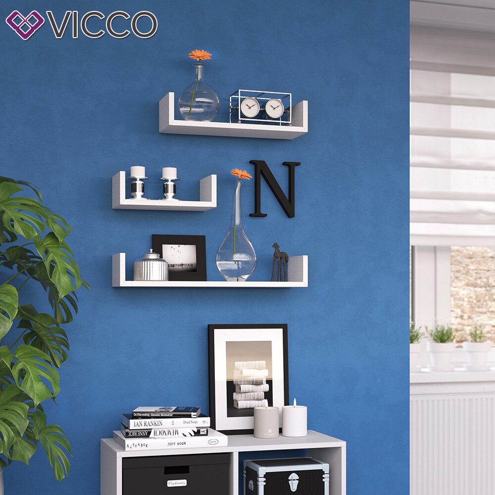 VICCO 3er Set Wandregal Hängeregal Bücherregal Wandboard Trend Regal Weiß