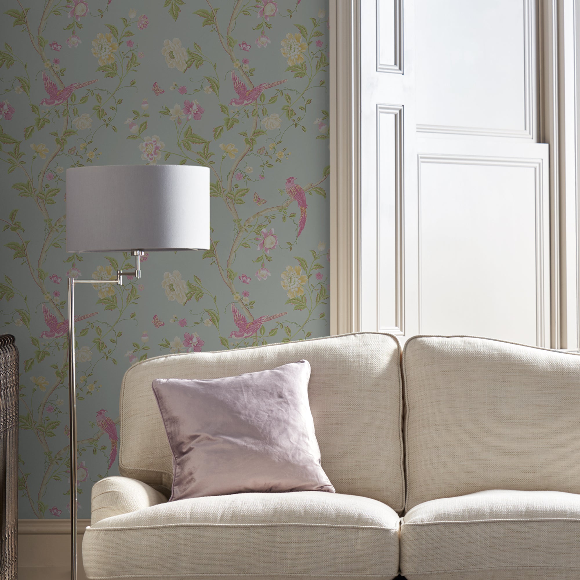 Laura Ashley - Vliesbehang - Summer Palace Duck Egg - 10mx52cm