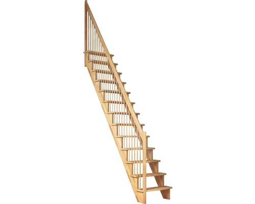 Pertura Filia massief beukenhouten trap zonder stootborden, afgedicht, recht, 75 cm, 12 treden / 13 stootborden, balusterleuning