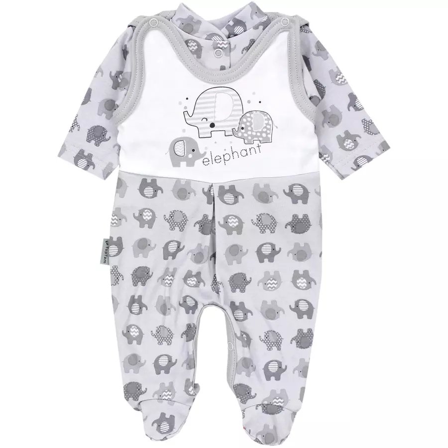TupTam Baby Unisex Strampler-Set mit Aufdruck Spruch 2-tlg grauweiß