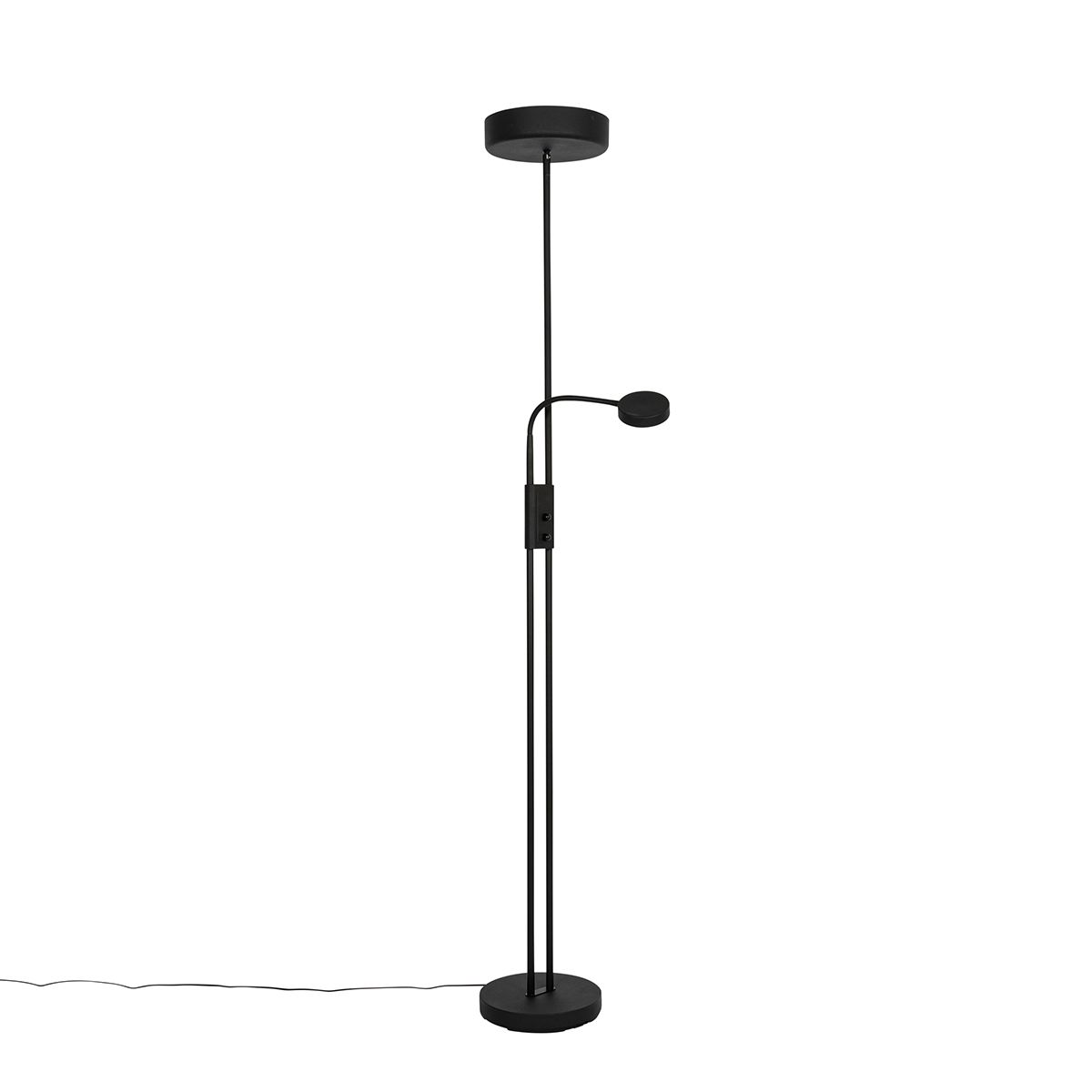 Vloerlamp zwart incl. LED en dimmer met leeslamp - Kelso