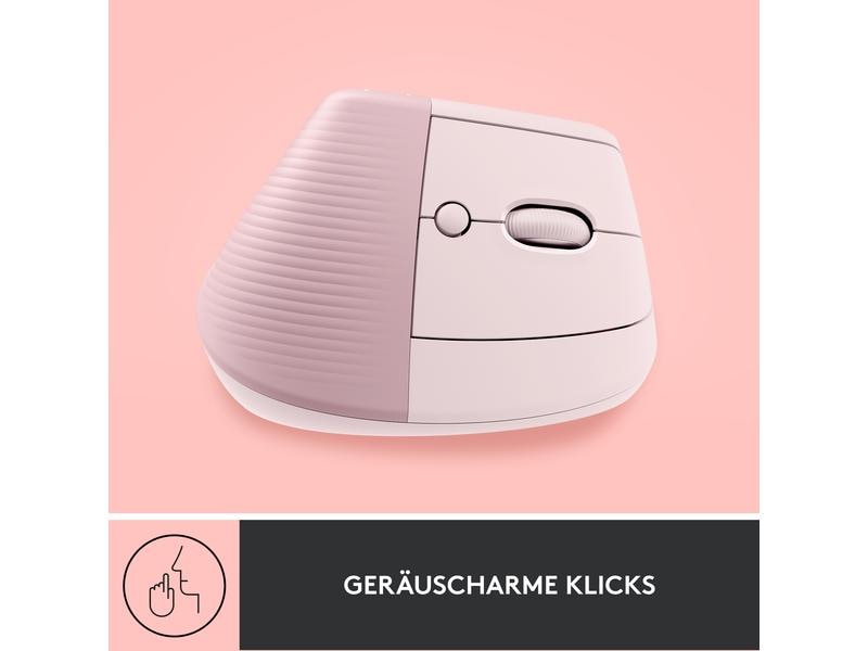 Logitech Ergonomische Maus Lift Rose Komfortable ergonomische Maus mit vertikalem Design für kleine bis mittelgrosse Hände