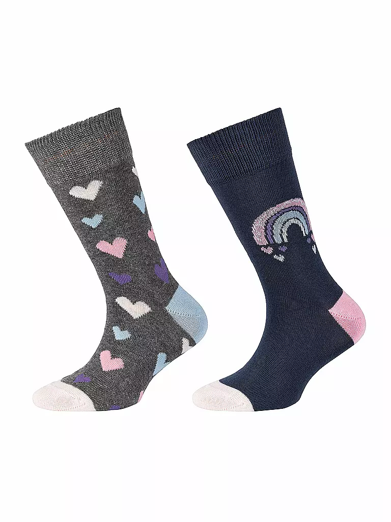 CAMANO Mädchen Socken 2er Pkg. Dark Grey Melange  grau