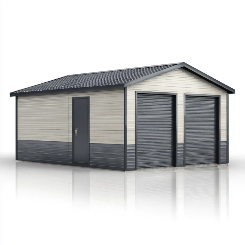 Metall Geräteschuppen 5x3x2,3 m - Grau/Beige - Wetterfest