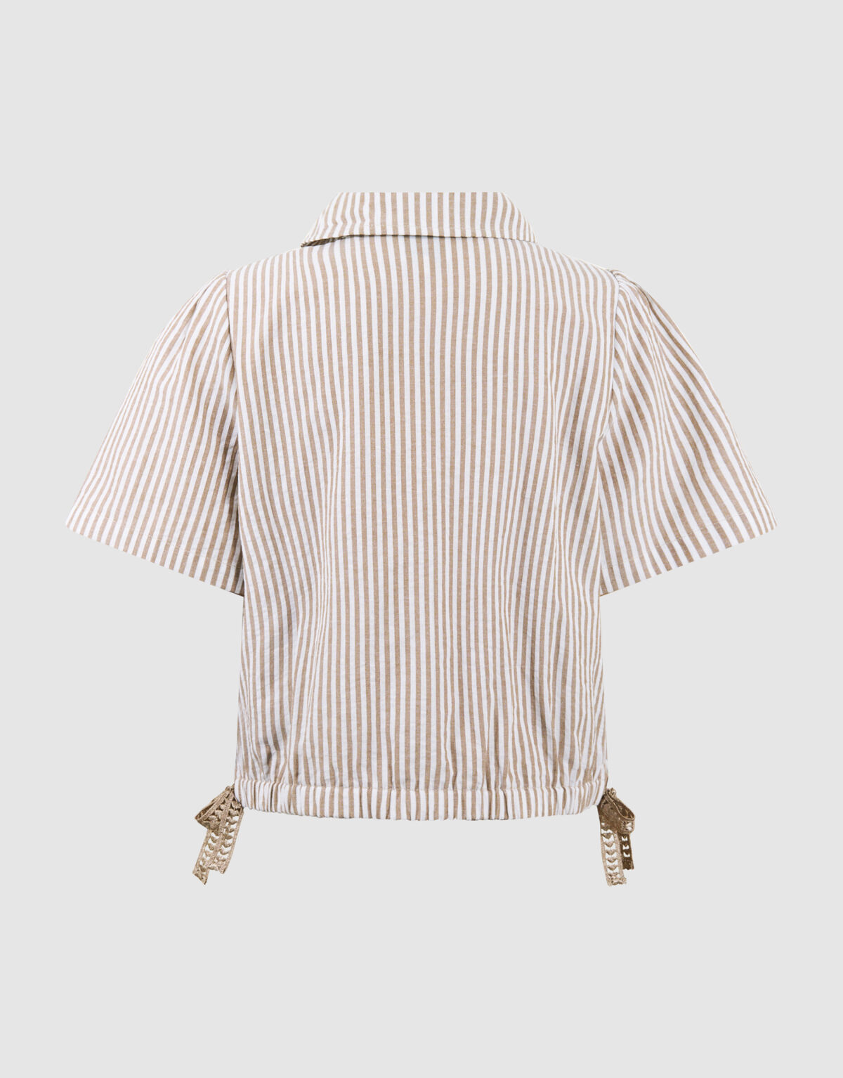 Pinstripe Embroidery Blouse Bruin