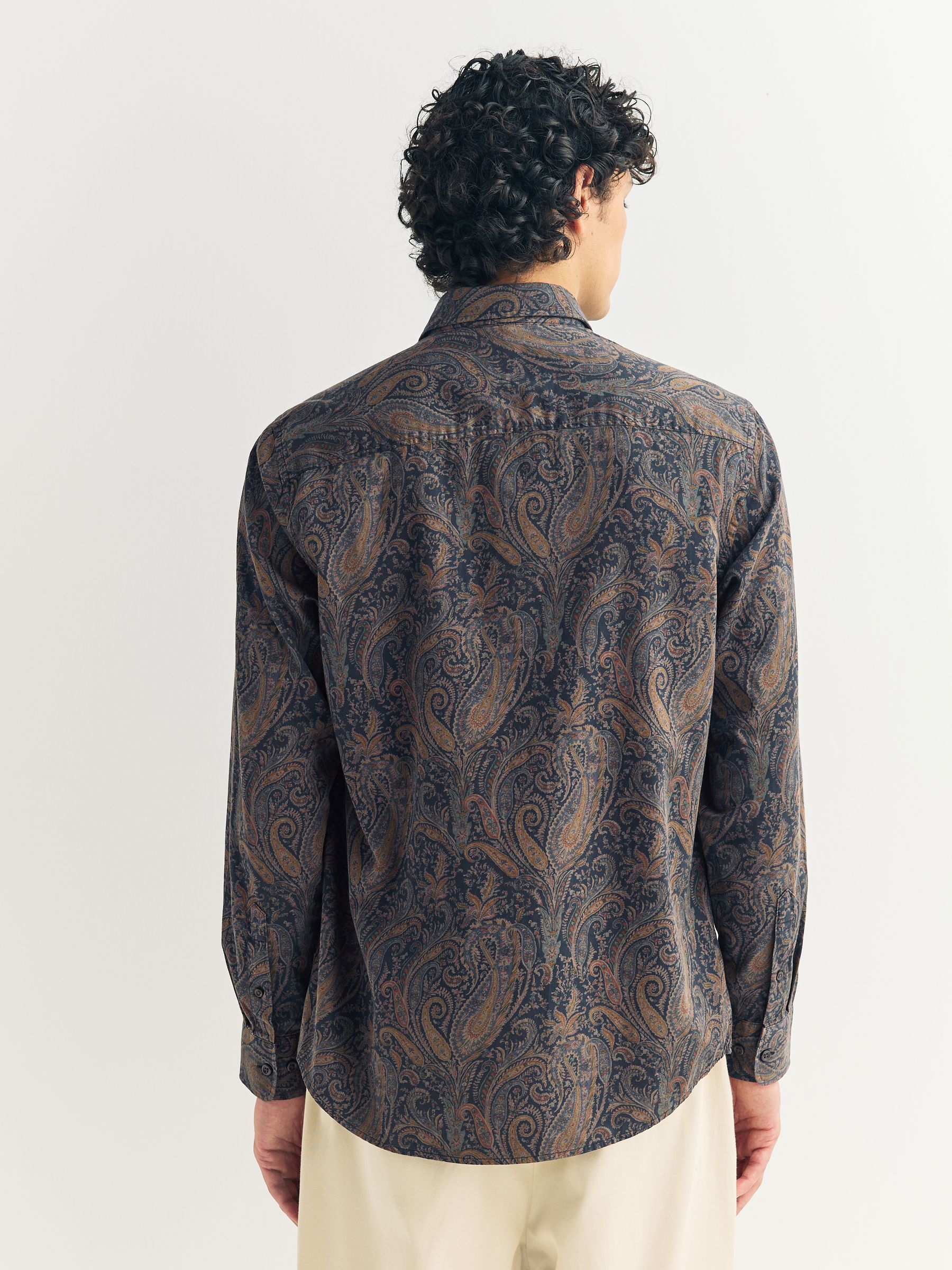 Paars met paisley - Overhemd met lange mouwen