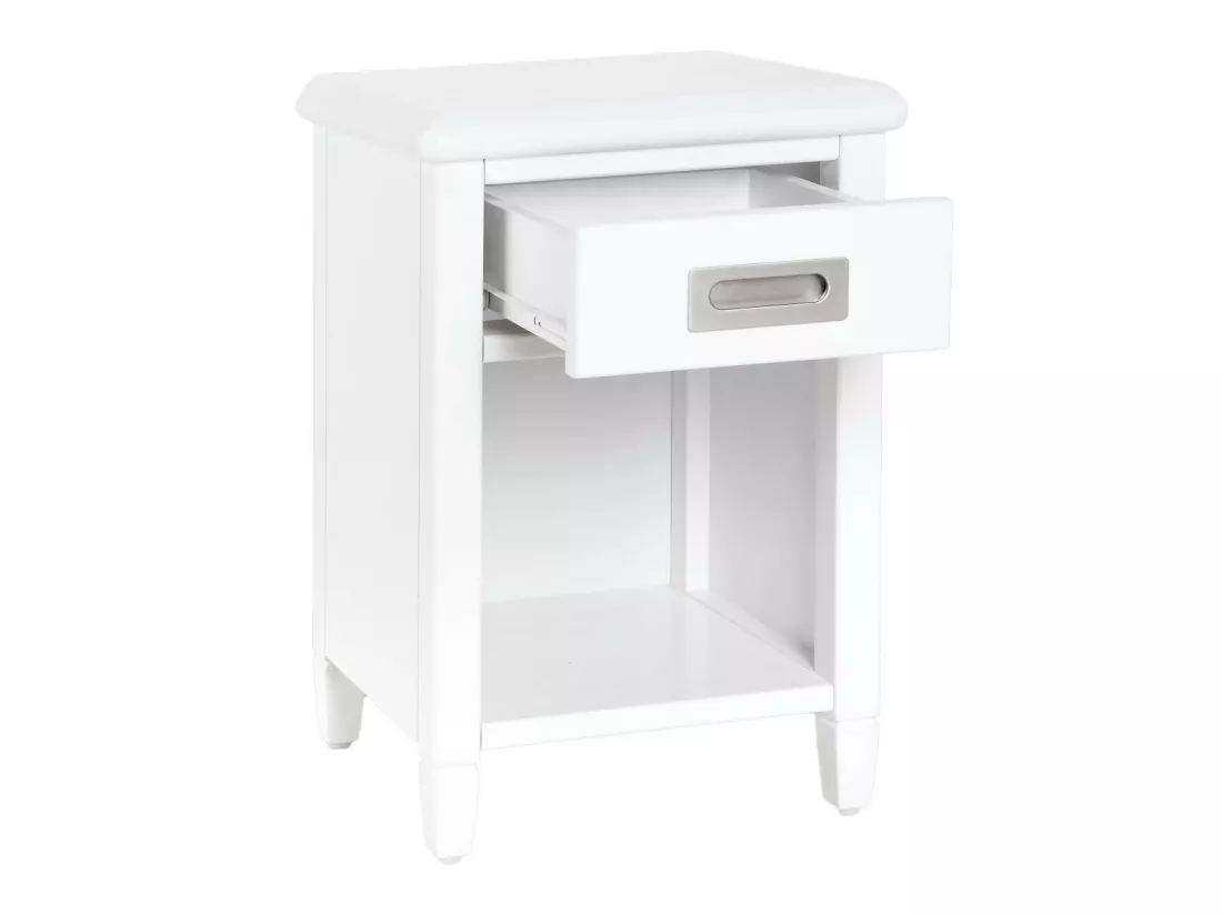 Lot de 2 tables de chevet - 1 tiroir et 1 niche - Pin - Blanc - GUERANDE