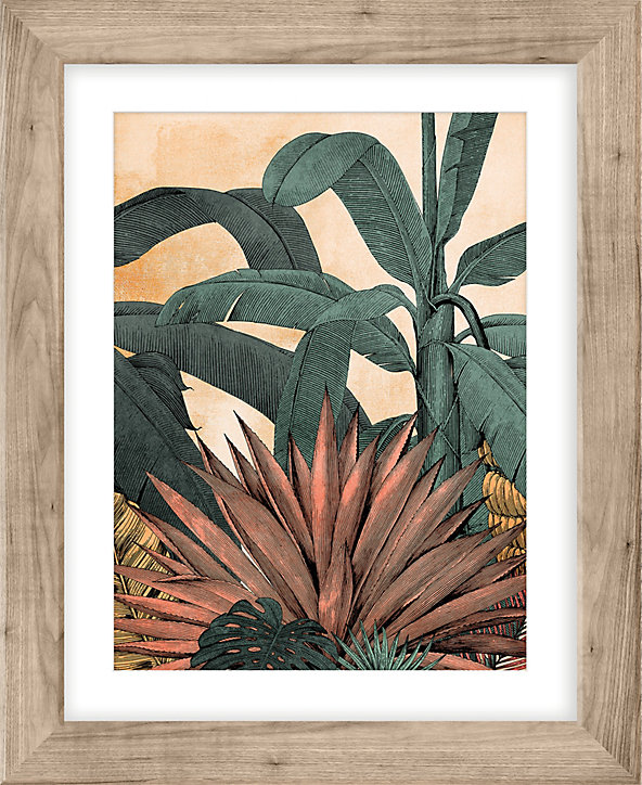 Photo encadrée adhésive Vinyl Way plantes vert et rose L.60 x l.90 cm