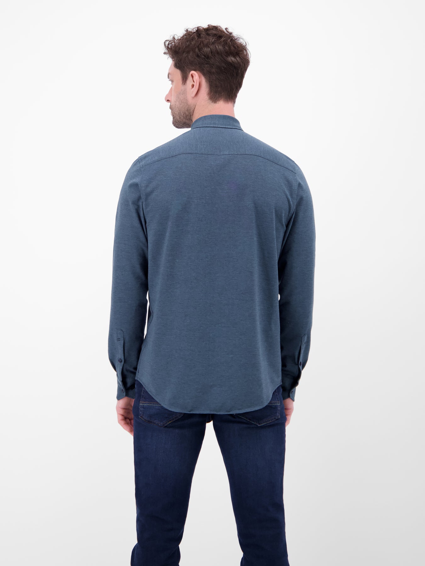 Jerseyhemd mit 2-Knopf-Manschette und Kentkragen