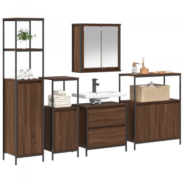 Móvel de WC vidaXL Conjunto de 5 Carvalho Castanho - 3196708511