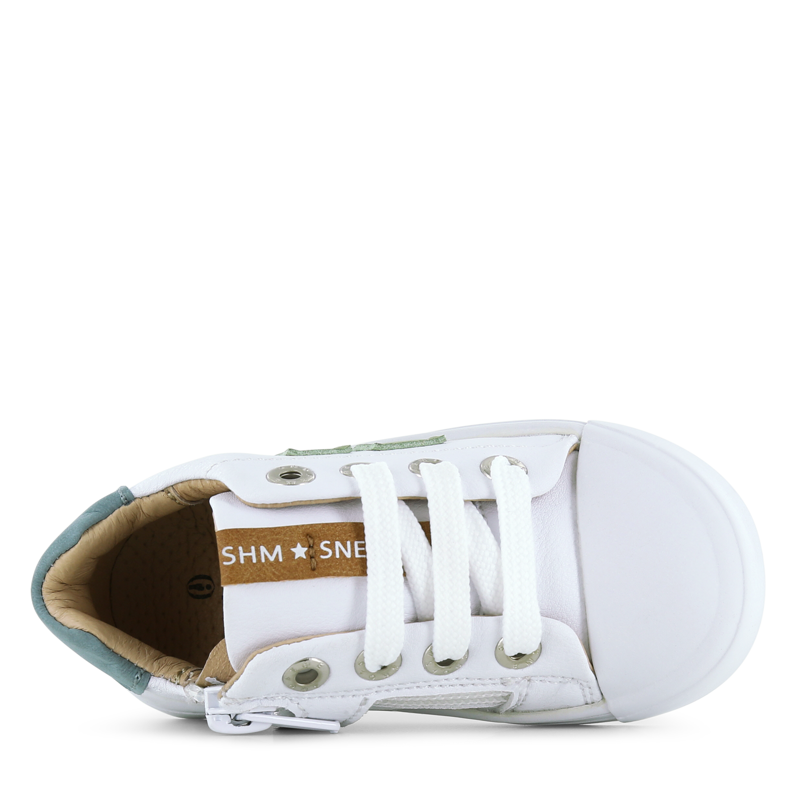 Shoesme witte sneaker met stripings Microleer | Uni schoenen