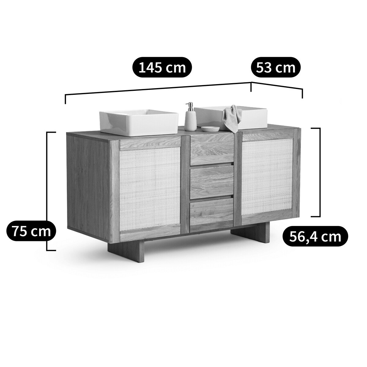 LA REDOUTE INTERIEURS<br>Lavatório duplo em rattan L145cm, Arty