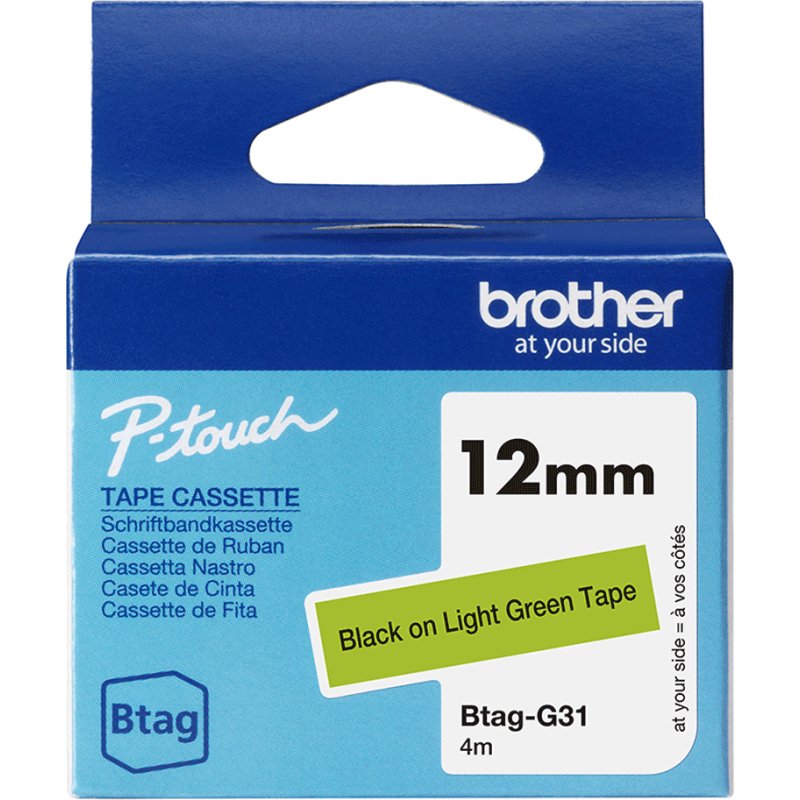 Brother BTAG-G31 ruban d'étiquette Noir sur vert