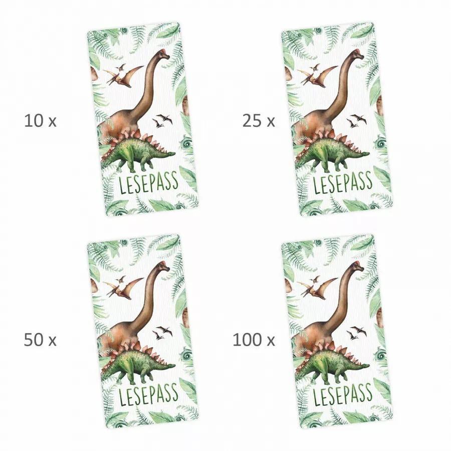 Nikima Lesepass Dinosaurier Lesezeichen zum lesen üben Grundschule  10-100 Stück 25 Stück