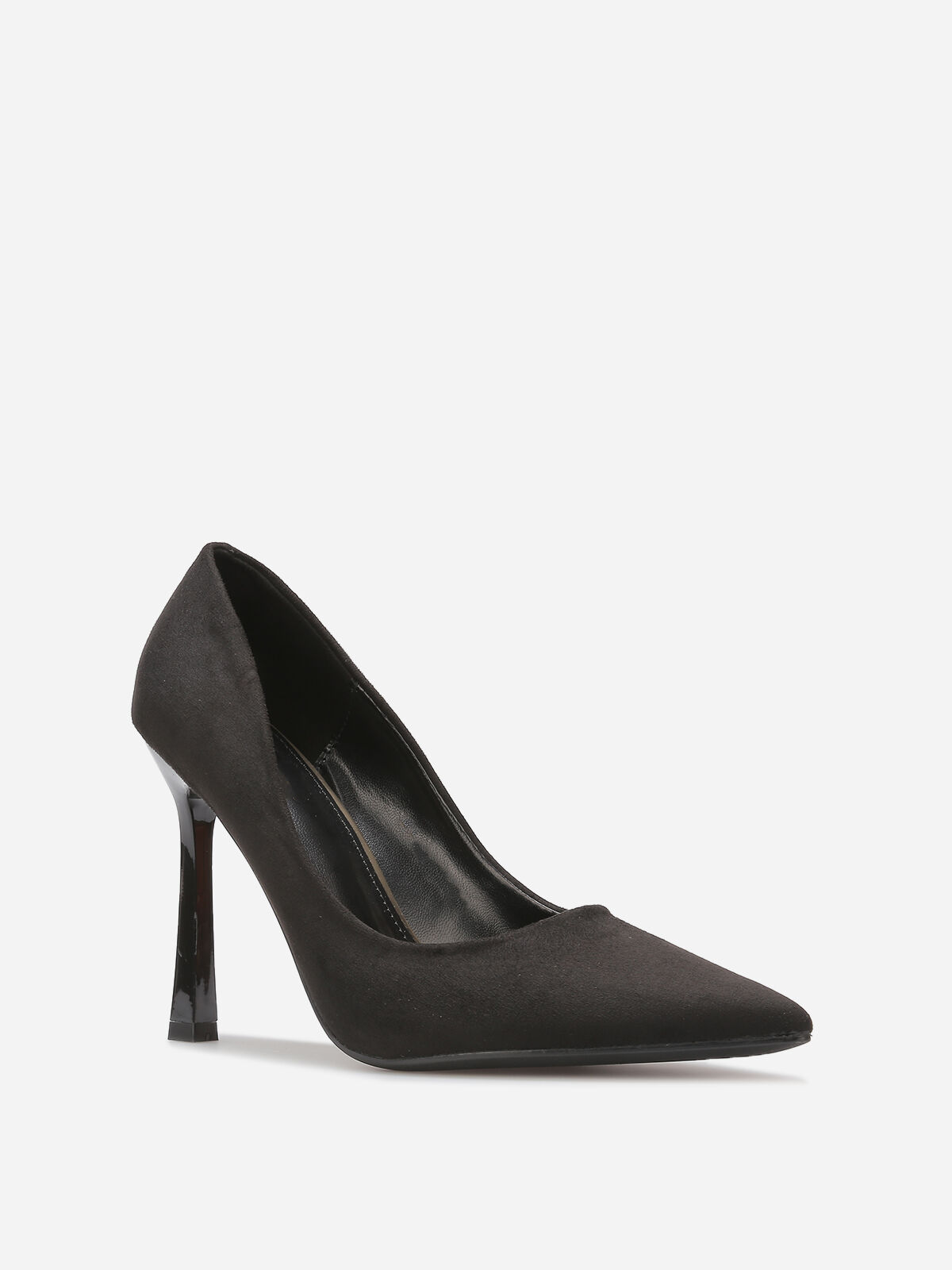 Stilettos en suédine à talon verni- Noir