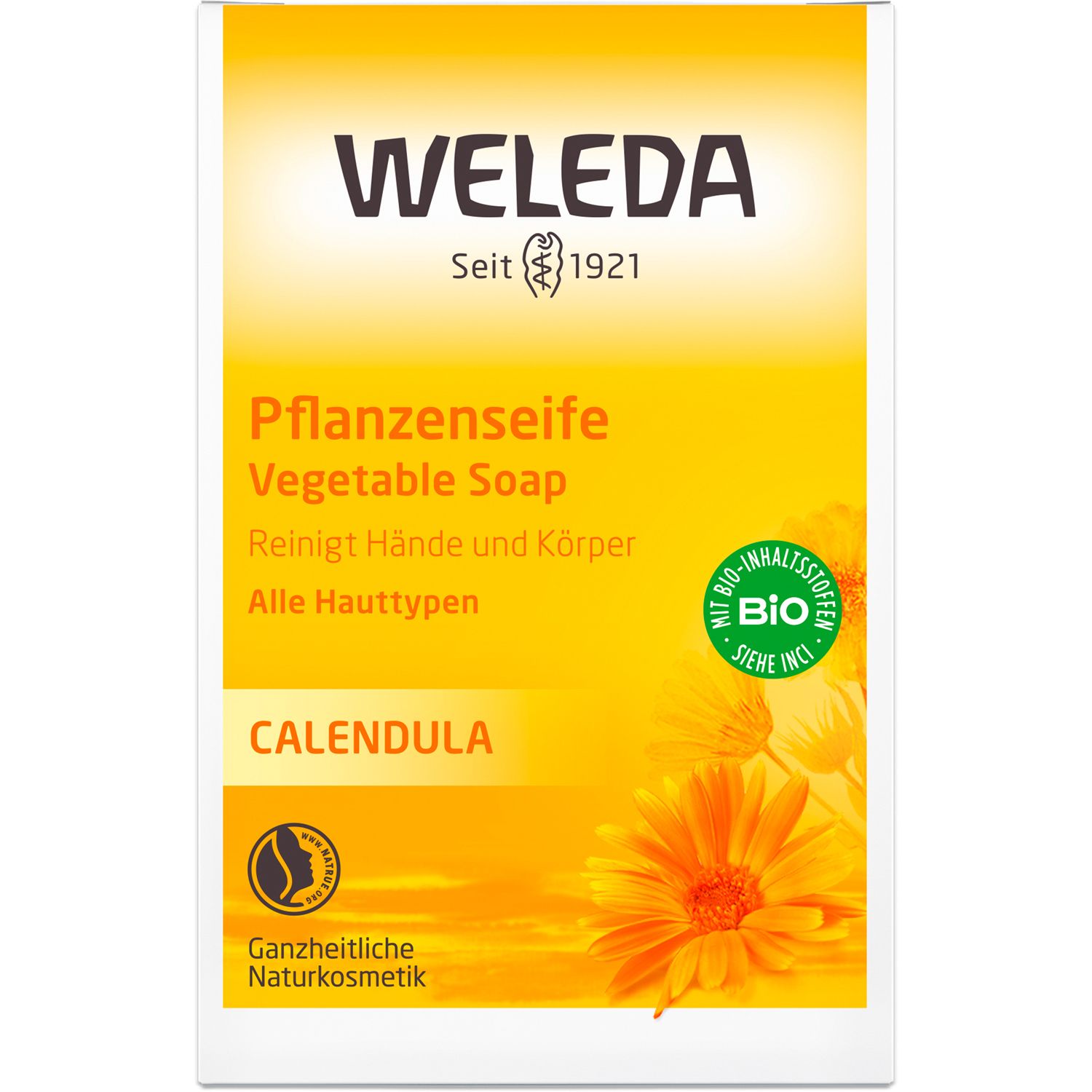 Weleda Calendula Pflanzenseife - reinigt besonders mild, für zarte und empfindliche Haut geeignet