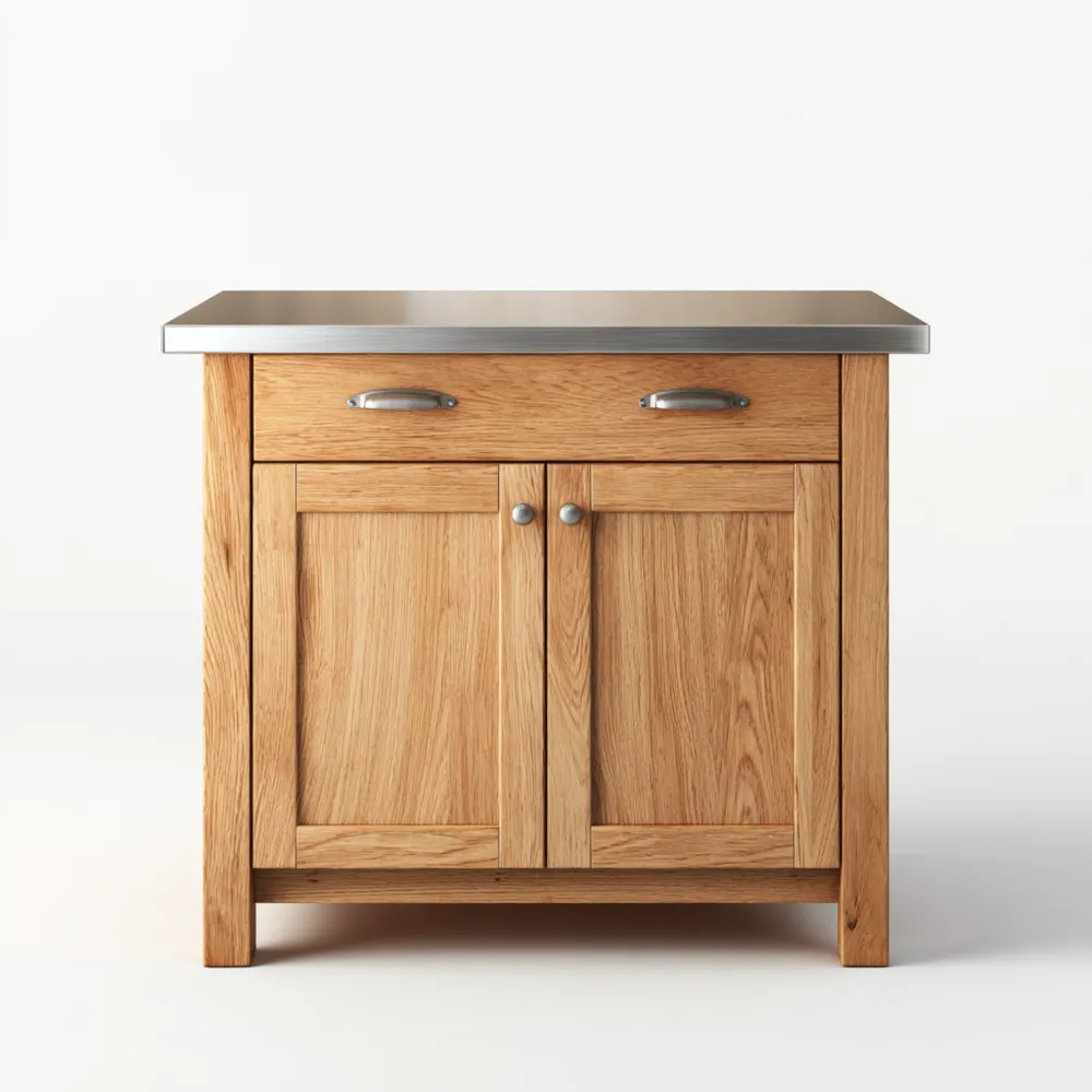 Kücheninsel aus Massivholz 100x60x90 cm – Eiche – Modernes Design