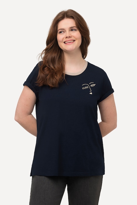 T-Shirt, PURE-Stickerei, Rundhals, Halbarm, Biobaumwolle