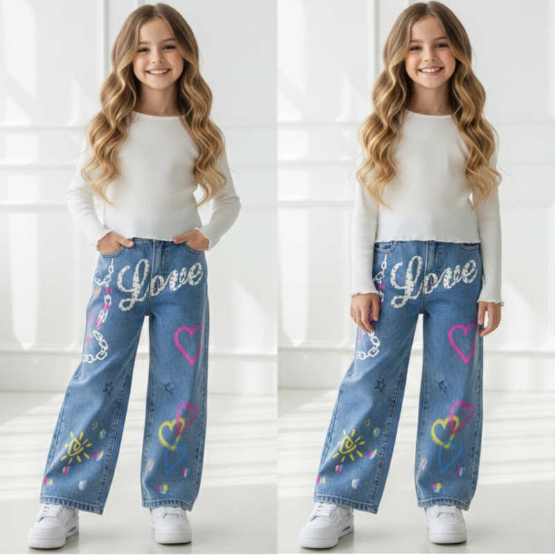 Happy hearts graffiti jeans