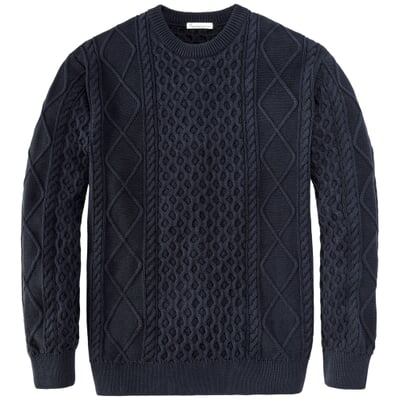 Herrenpullover Aranmuster, Navy