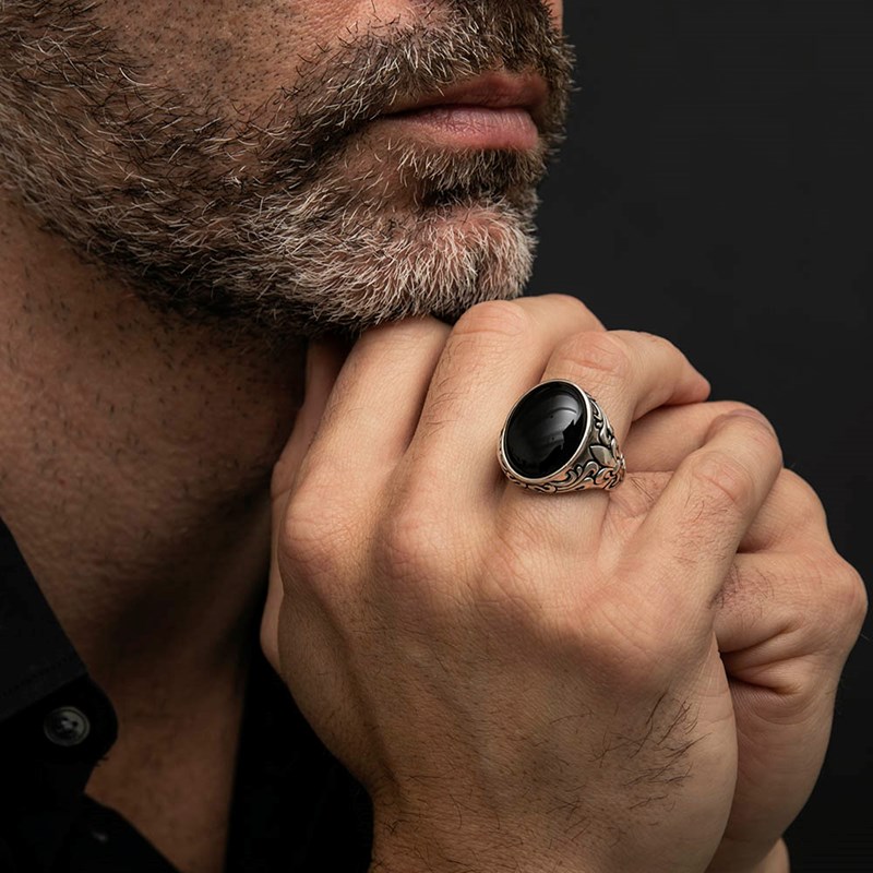 Bague Chevalière Homme Royale Onyx Argent