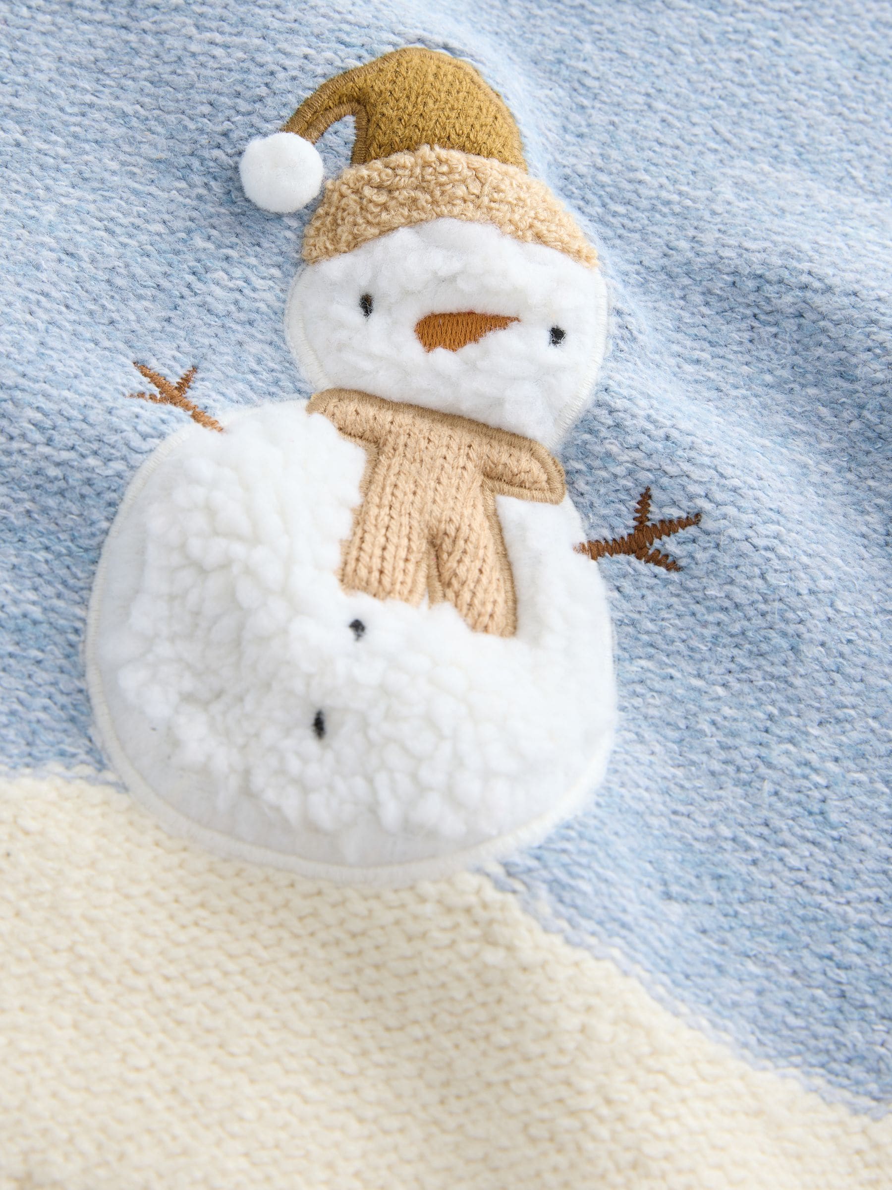 Blauw/ecru Sneeuwpop - Gebreide kersttrui (3 mnd-7 jr)