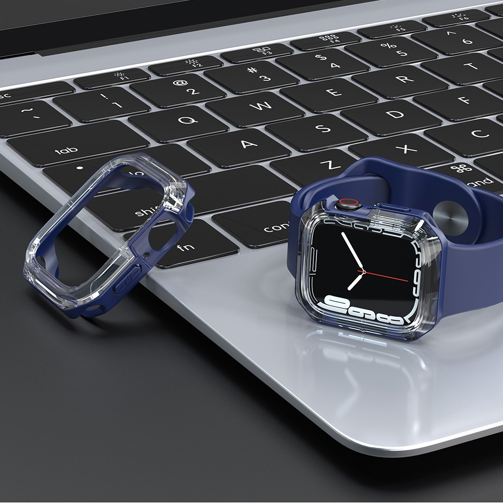 Apple Watch (41 mm) Hybrid Hardcase Bumper Hülle - Transparent / Blau