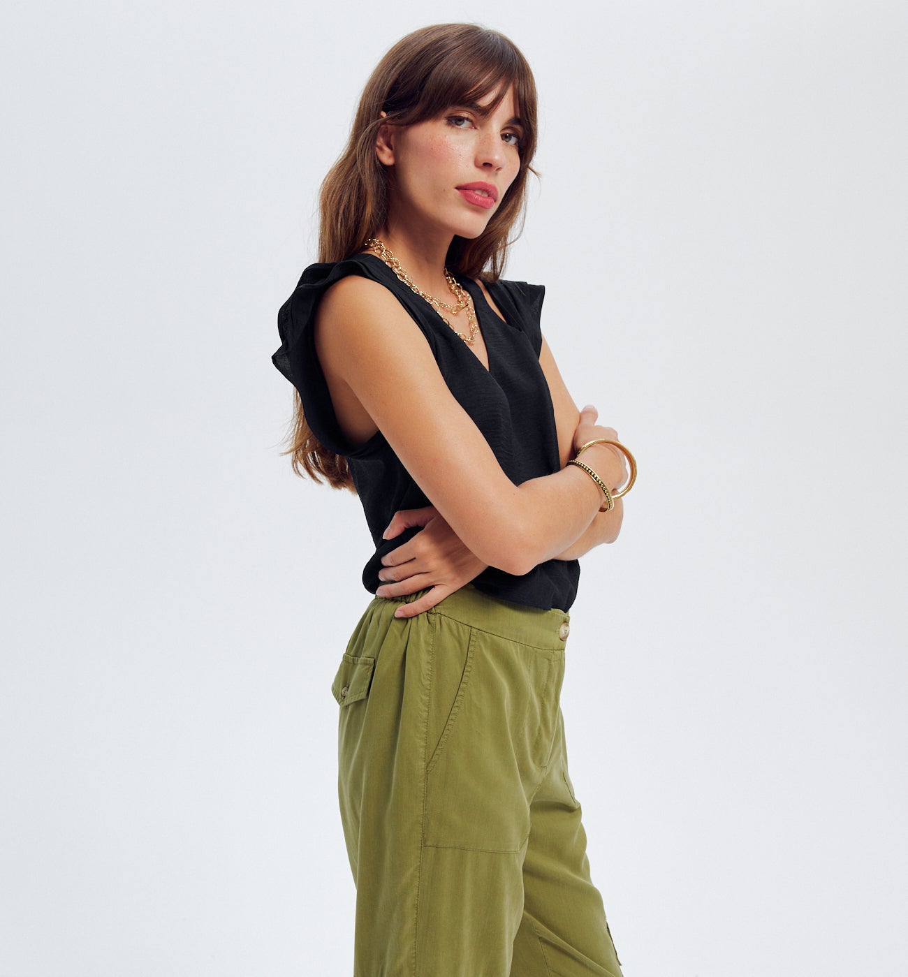 Top uni cut out Femme - Ecru