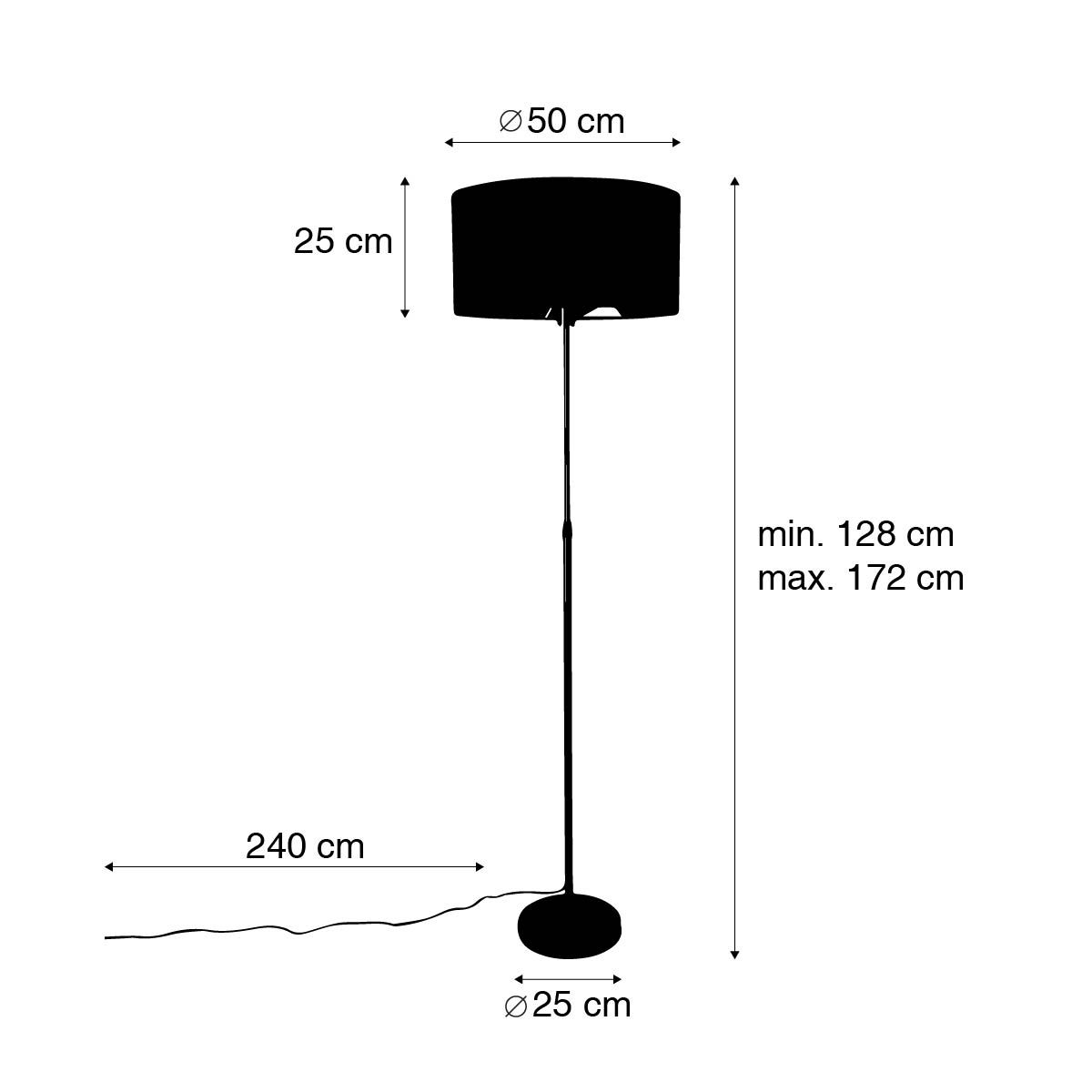 Vloerlamp zwart verstelbaar met kap lichtgrijs 50 cm - Parte
