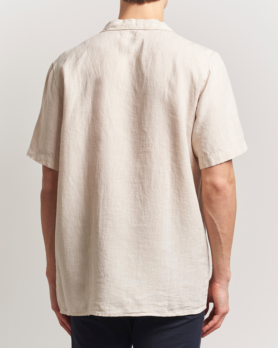 KnowledgeCotton Apparel Short Sleeve Linen Resort Shirt Light Feather Grey