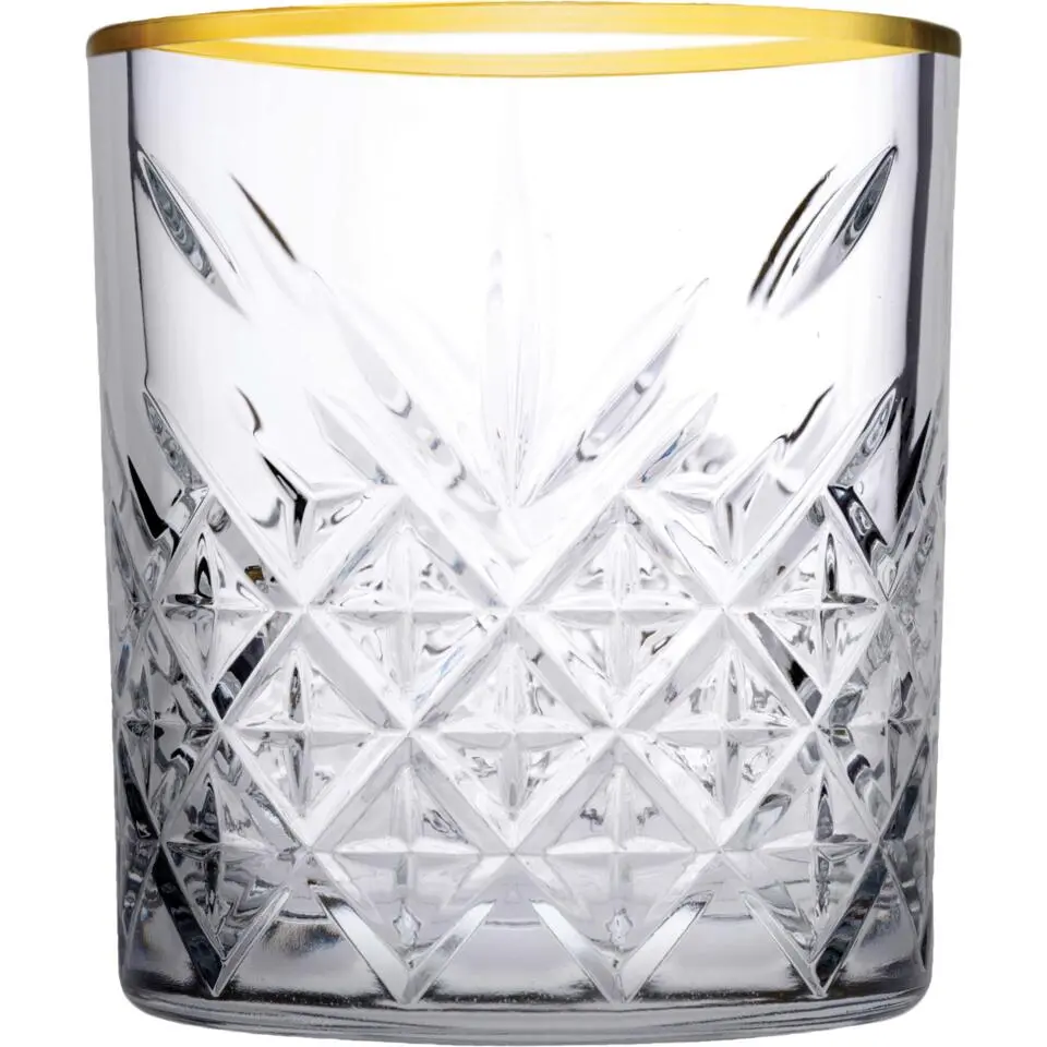 Pasabahce Tumbler met gouden rand Timeless 35.5 cl - Transparant Goud 4 stuk(s)