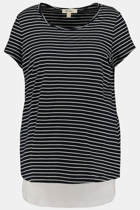 Bellieva-Shirt, doppellagig, Ringel Shirt, längeres uni Top, Biobaumwolle, GOTS