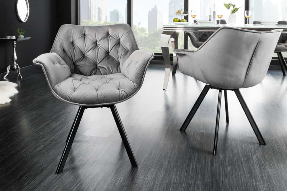 Drehbarer Stuhl THE DUTCH COMFORT grau Samt mit Armlehnen Modern Design