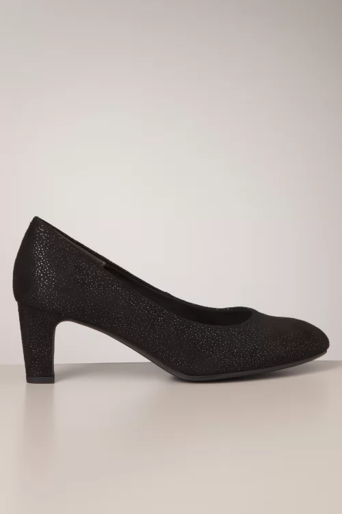 Tamaris Sally Glitter pumps in zwart