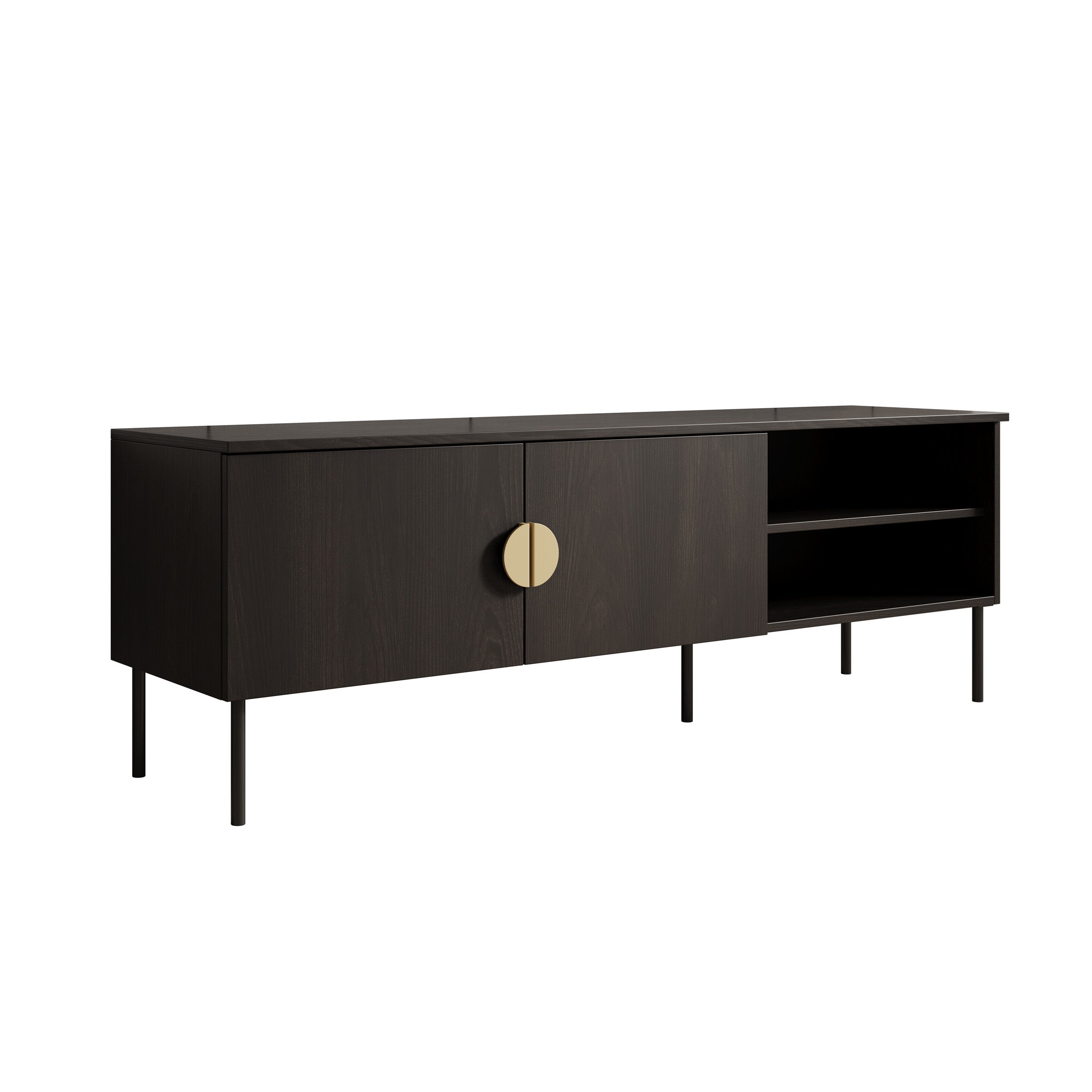 Meubella - TV-Meubel Monor - Zwart eiken - 160 cm