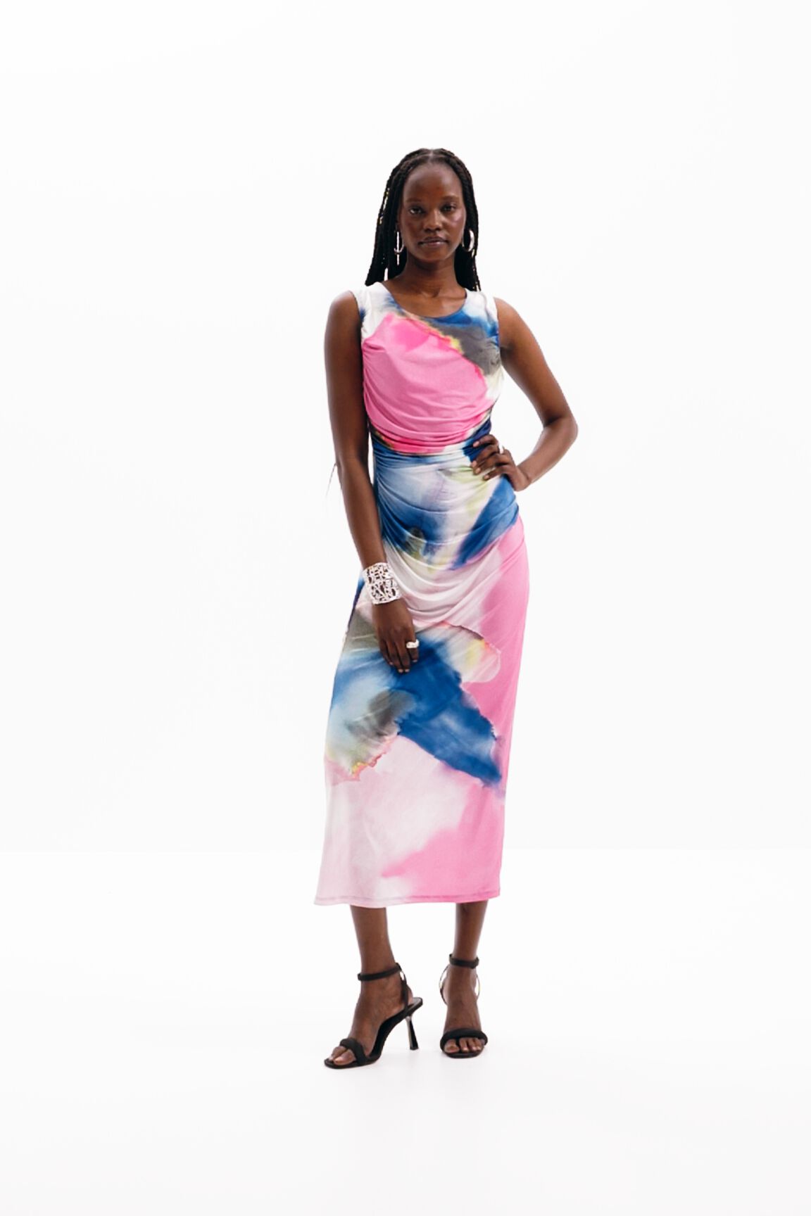 Vestido midi com franjas