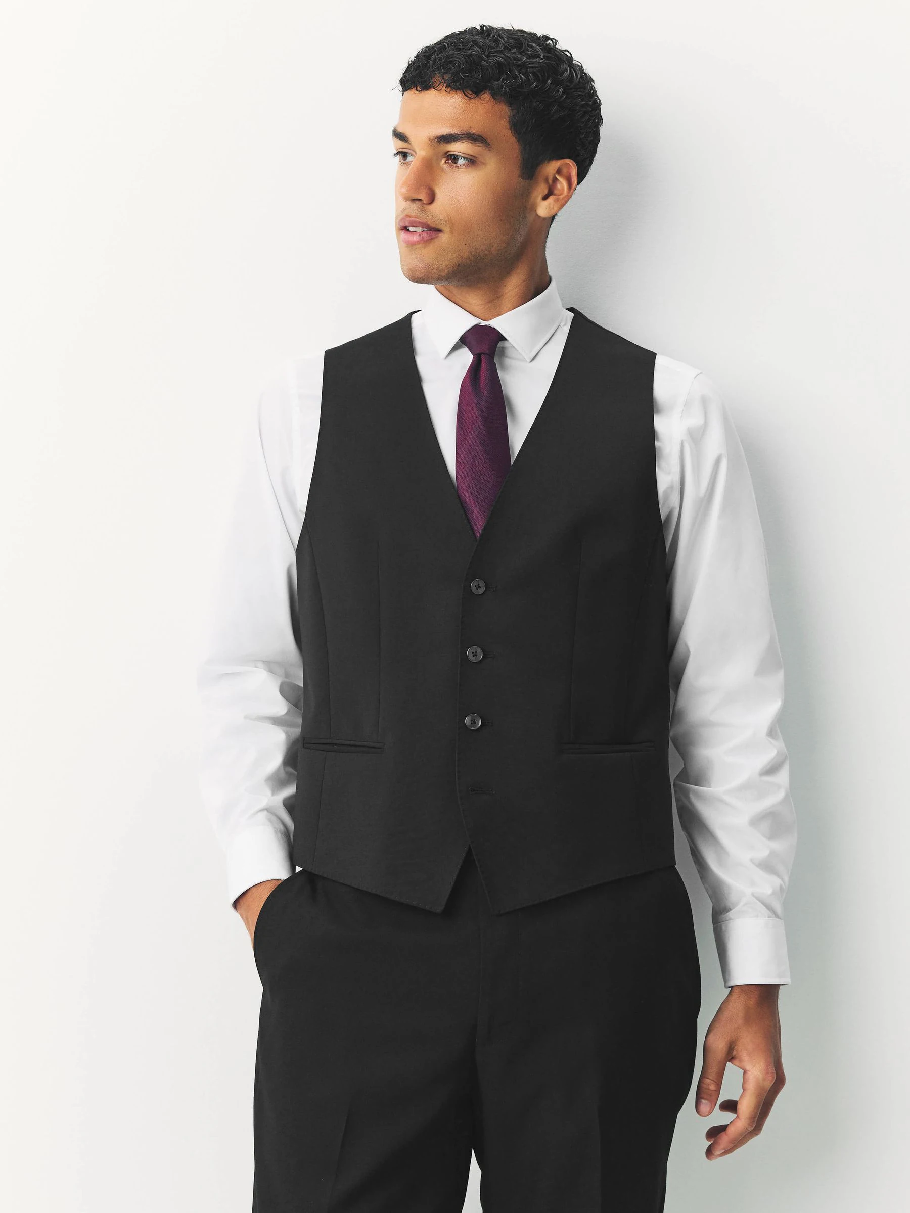 Zwart chroom - BOSS Slim Fit Tailored Waistcoat