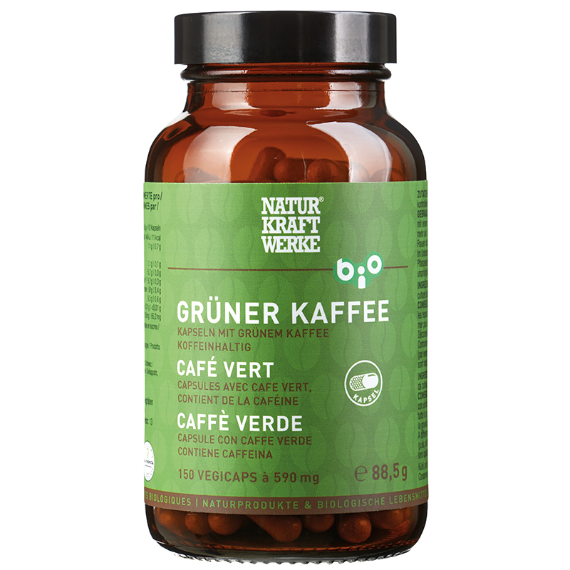 NATURKRAFTWERKE Grüner Kaffee Pulver Vegicaps à 590mg<br>150 Stück, Dose, Kapsel, Bio/kbA