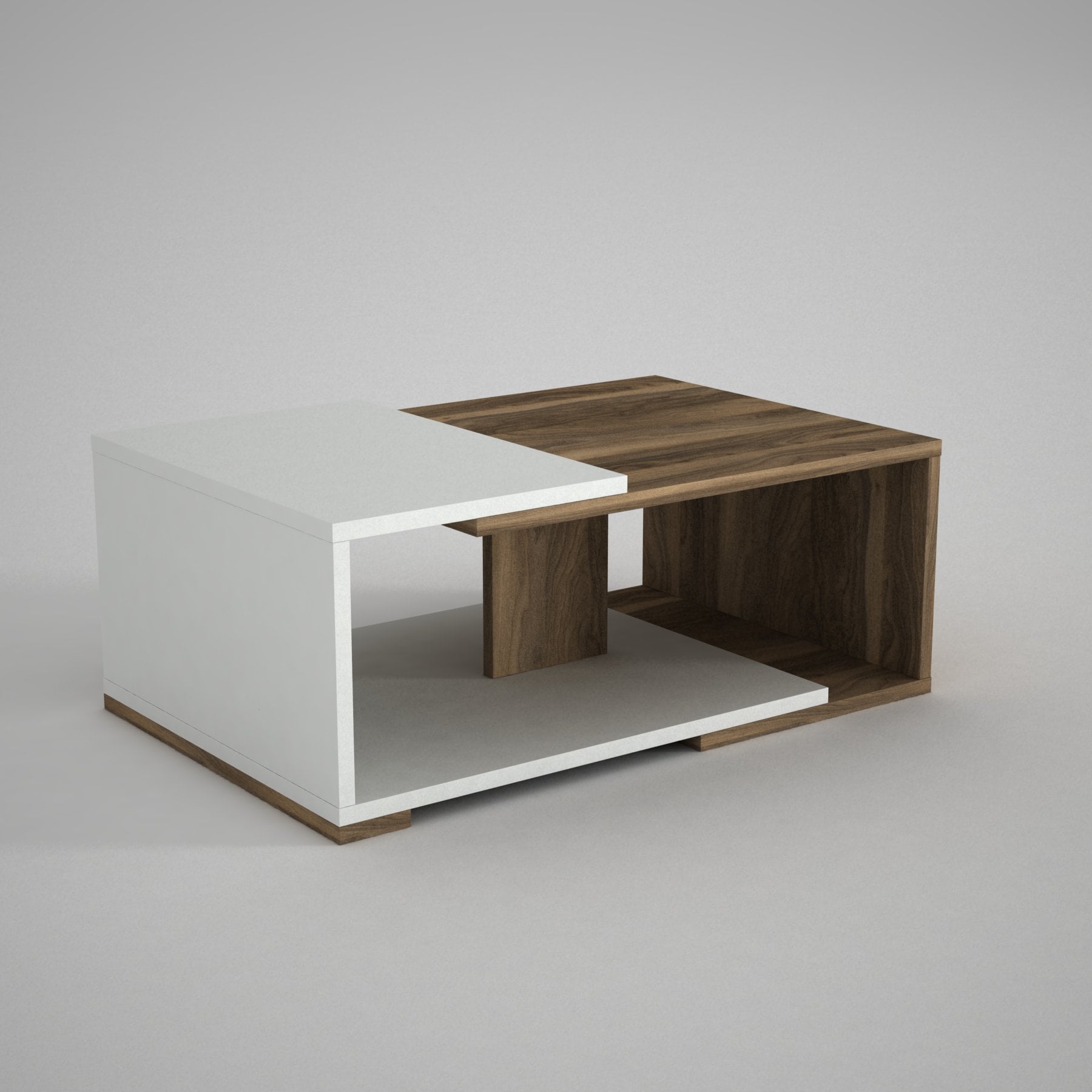 Couchtisch Modern Weiß Walnuss