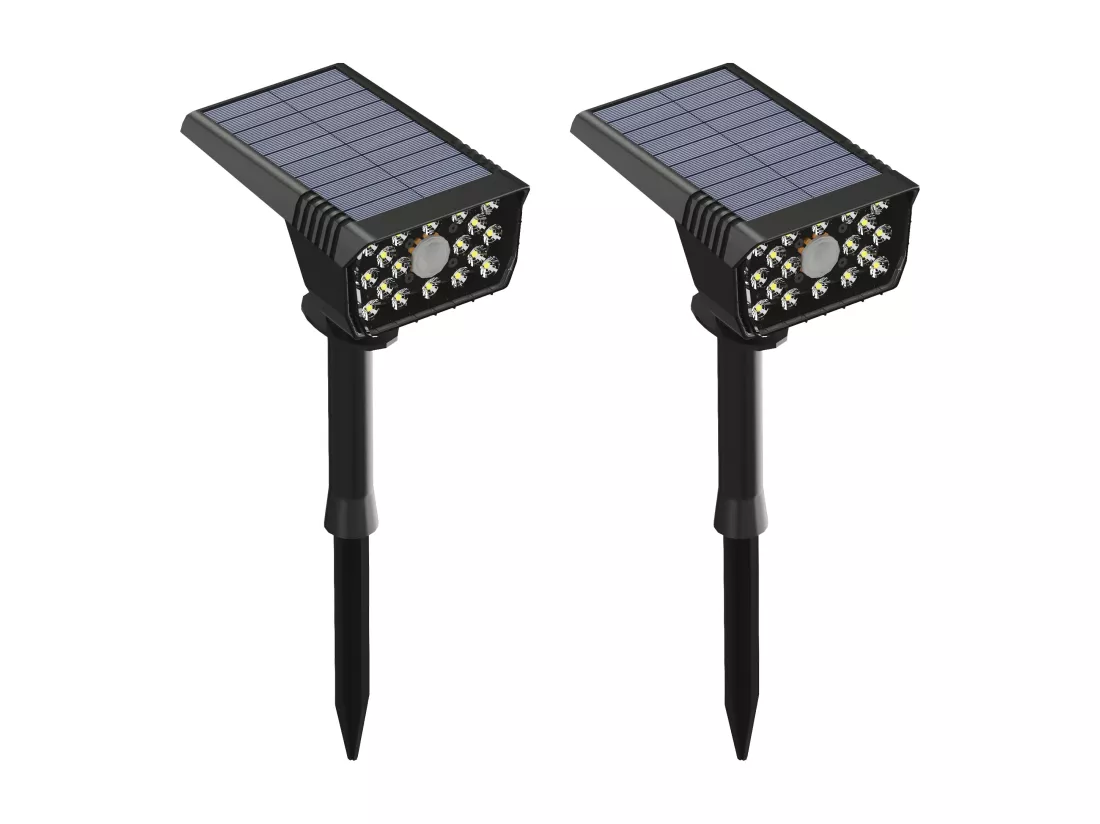 Lot de 2 balises solaires à planter - 300 lumens - Noir - HORSENS