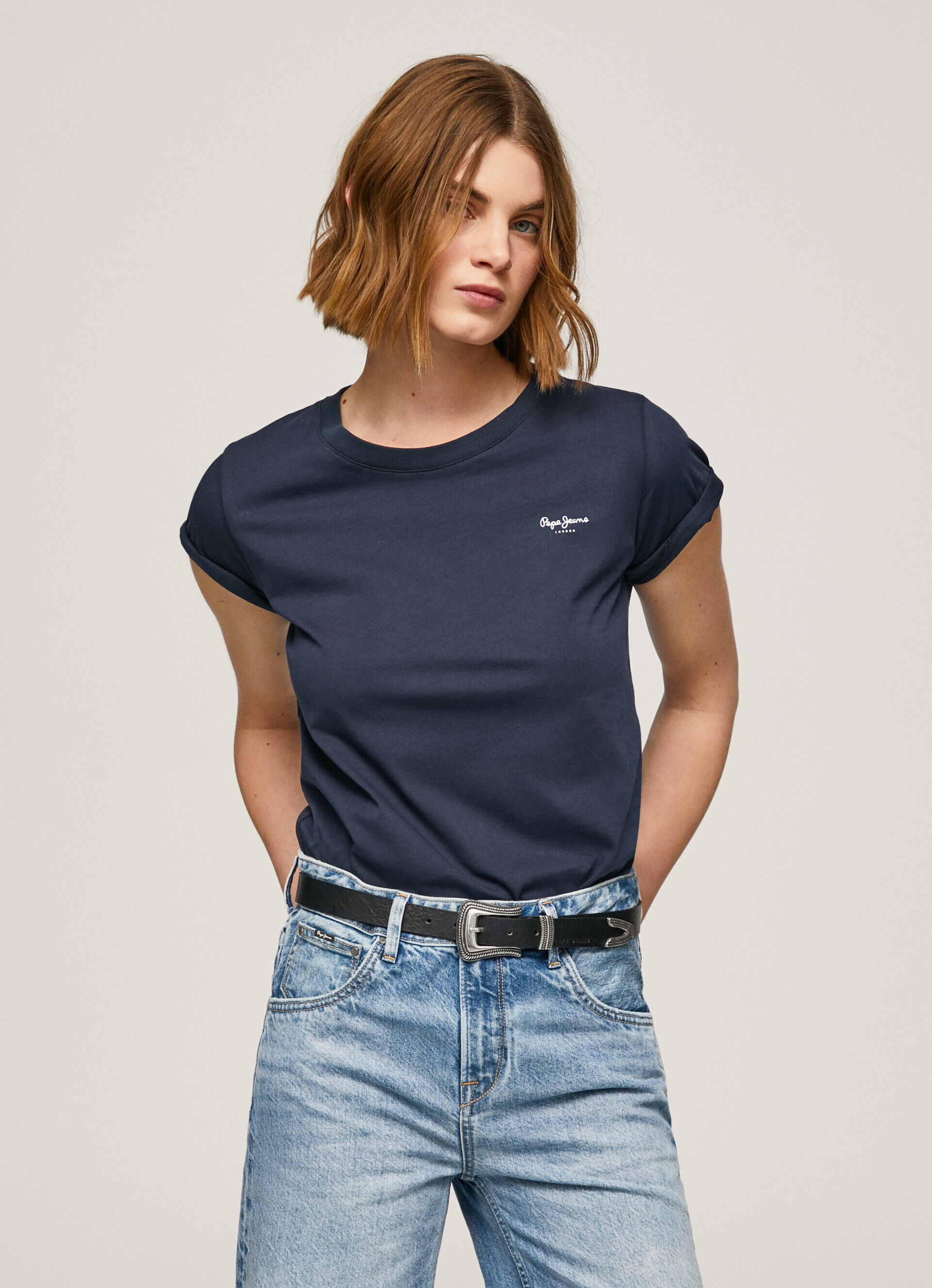 CAMISETA DE ALGODÃO DE MANGA CURTA - azul dulwich