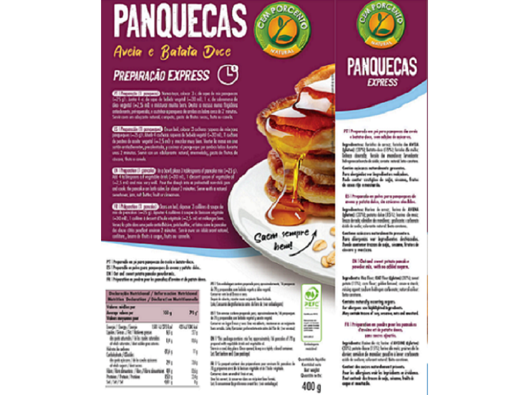 PREPARADO PANQUECA CEM PORCENTO BATATA-DOCE 400G