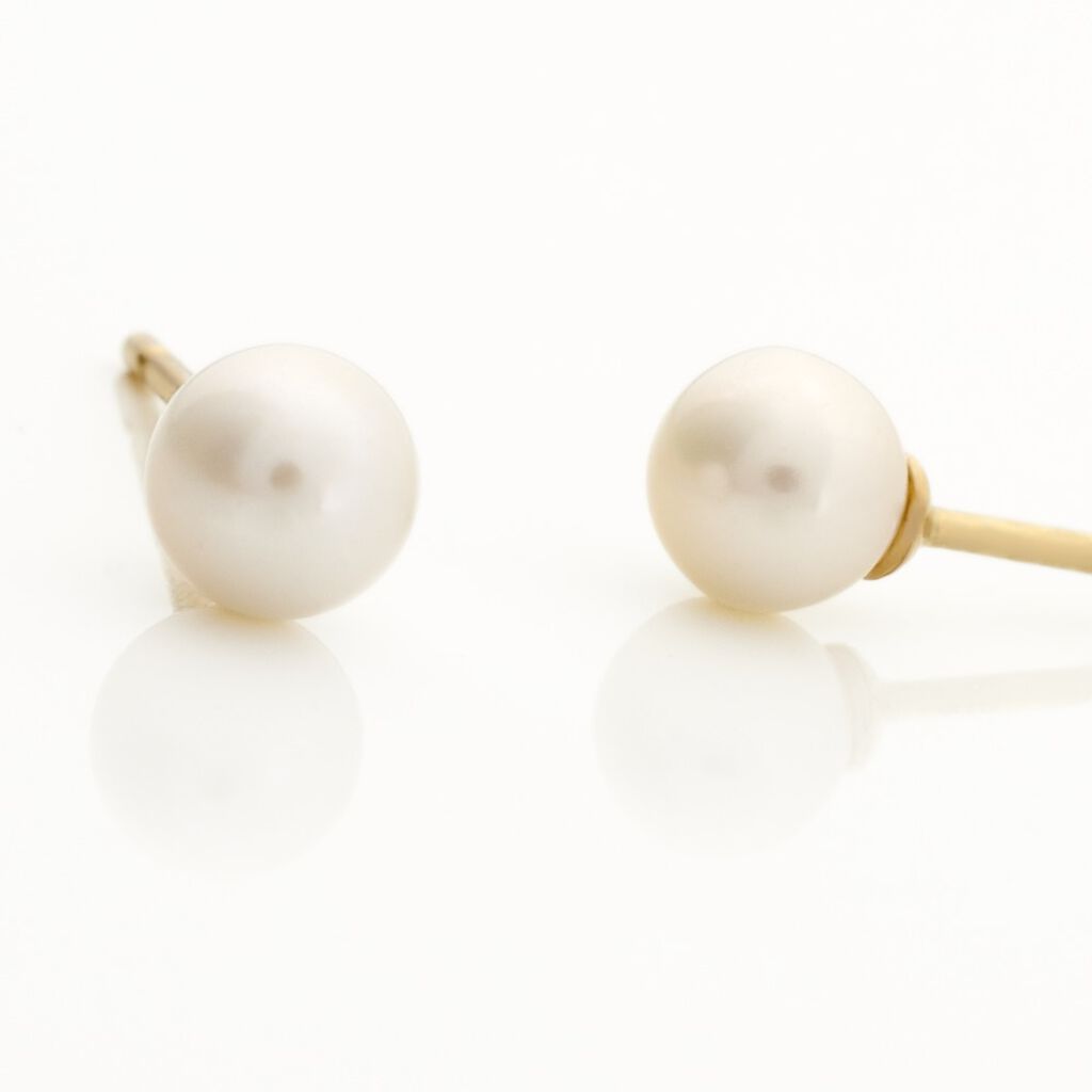 Boucles D'oreilles Puces Suki Rondes Nacres Or Jaune Perle De Culture