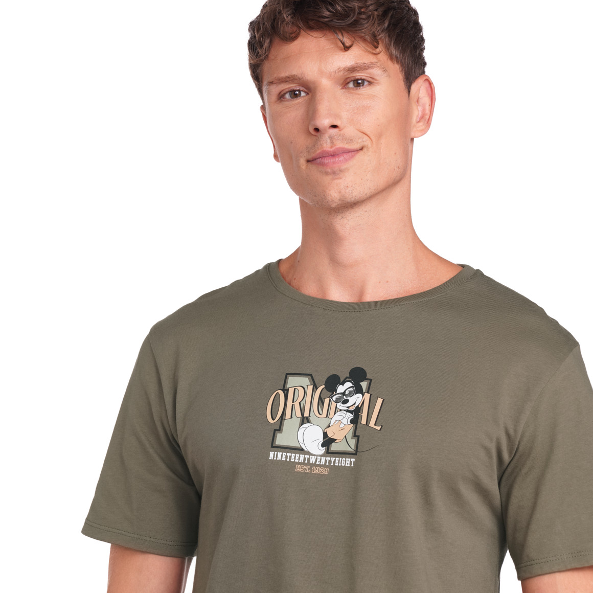 Jonas Nielsen Micky Maus T-Shirt mit Rücken-Print oliv