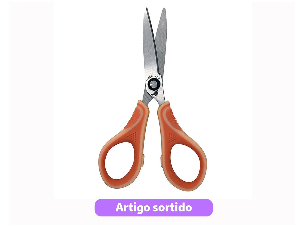 TESOURA SIMÉTRICA AUCHAN BI-MATERIAL 15CM CORES SORTIDAS