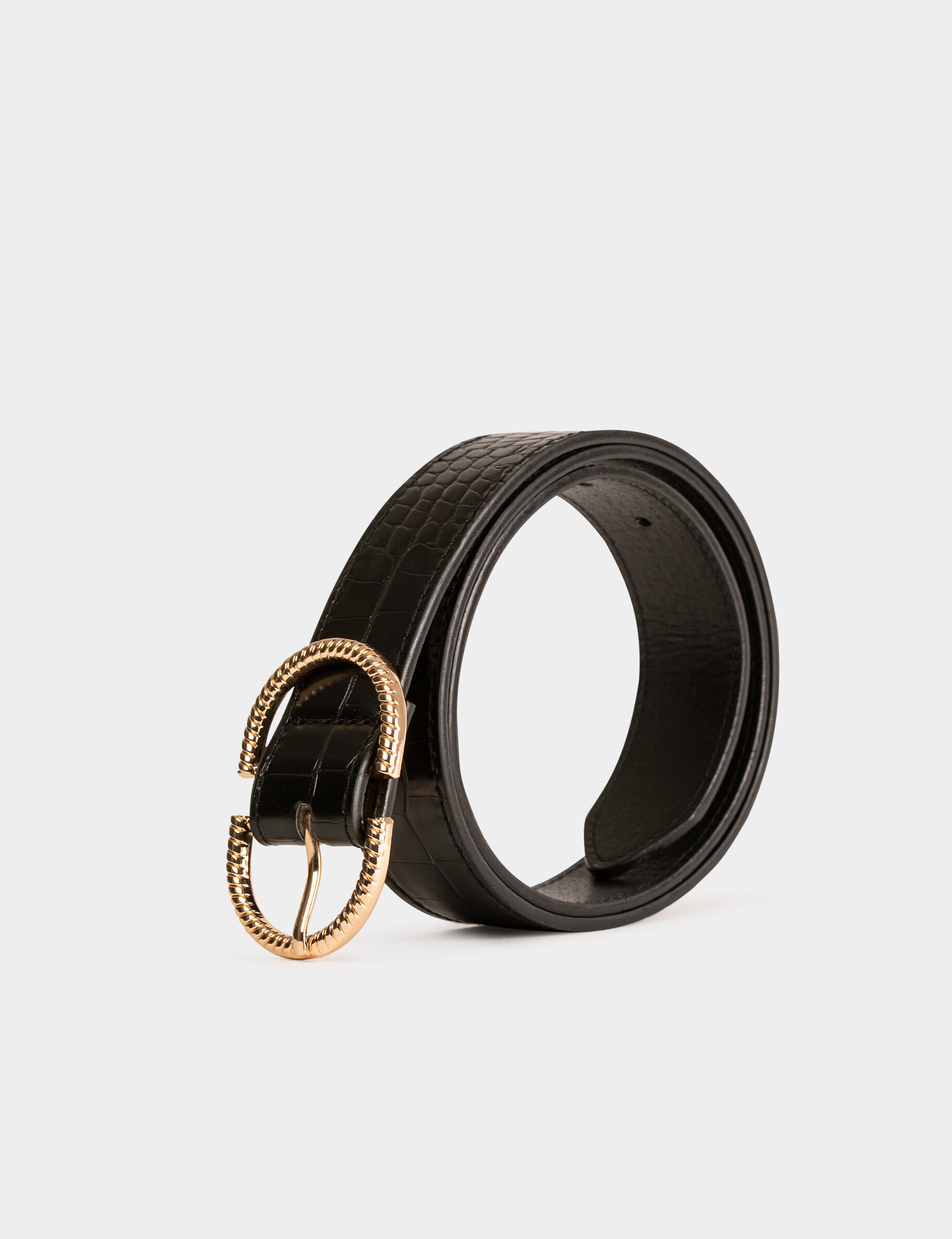 Ceinture aspect croco noir femme - noir