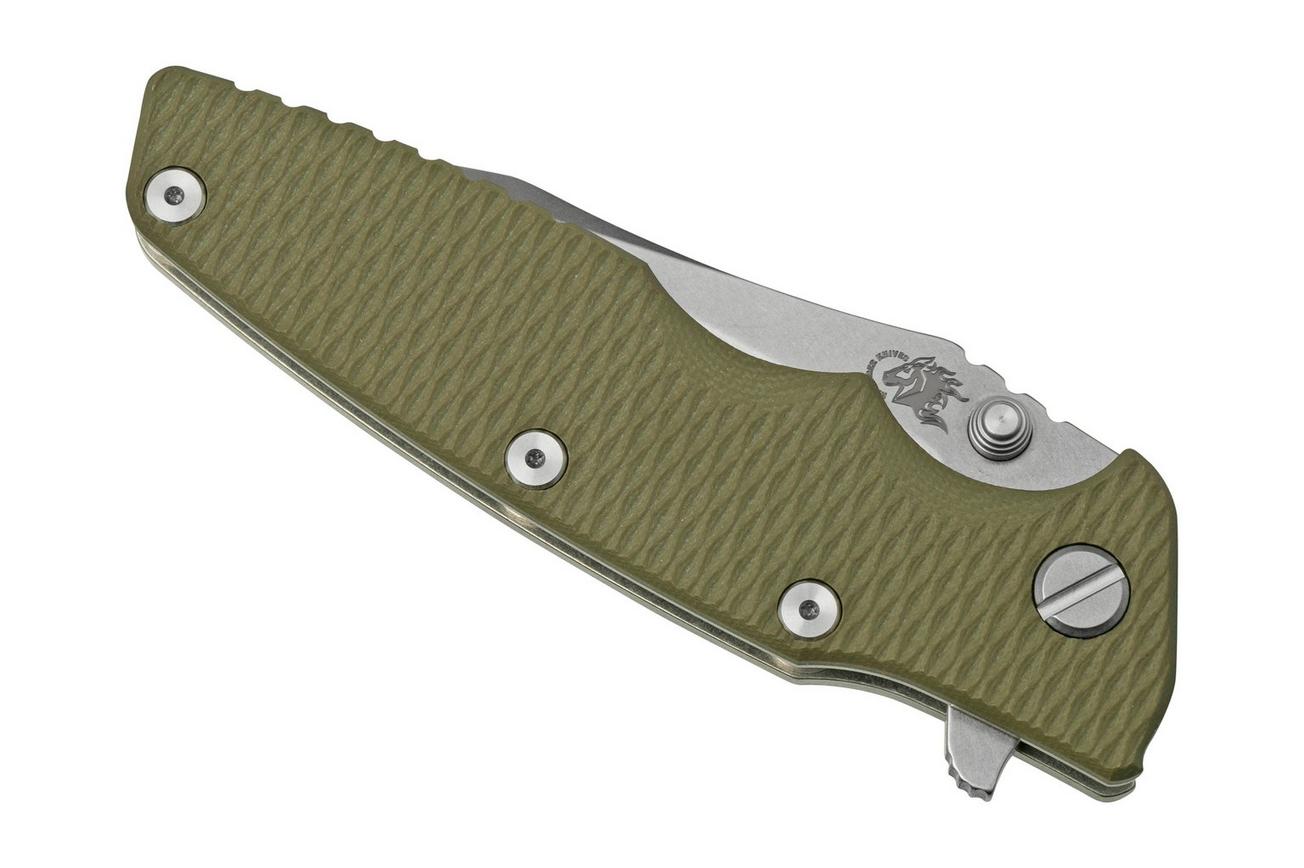 Rick Hinderer Eklipse 3.5” Spearpoint S45VN, Stonewash, OD Green G10, zakmes