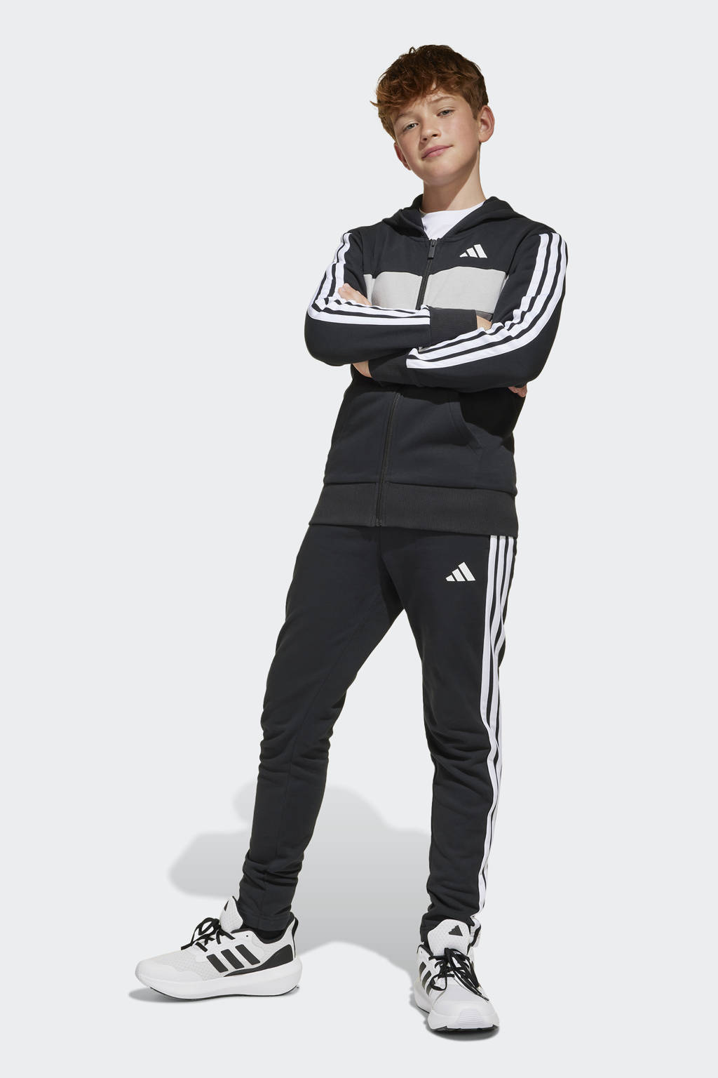 adidas joggingpak zwart/wit