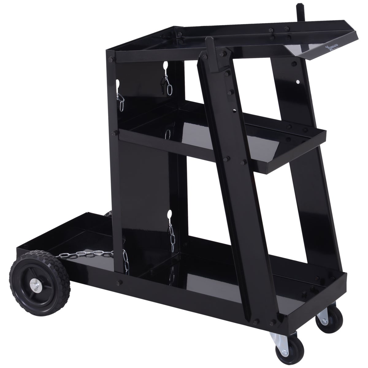 DURHAND, laswagen, lasapparatuurwagen met 3 planken, 71L x 39B x 70Hcm, staal, zwart