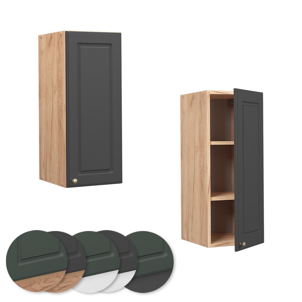 Vicco Hängeschrank Küchenschrank Küchenmöbel Fame-Line Eiche Anthrazit-Gold Landhaus 30 cm Küche Einbauküche Hängeschrank Drehtür Einlegeboden Küchenzeile